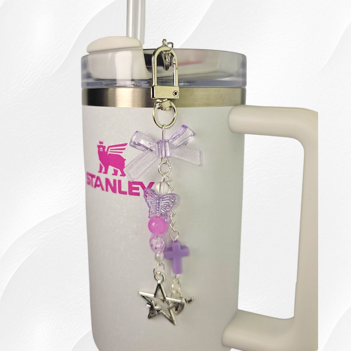Purple Butterfly and Bow Tumbler Charm