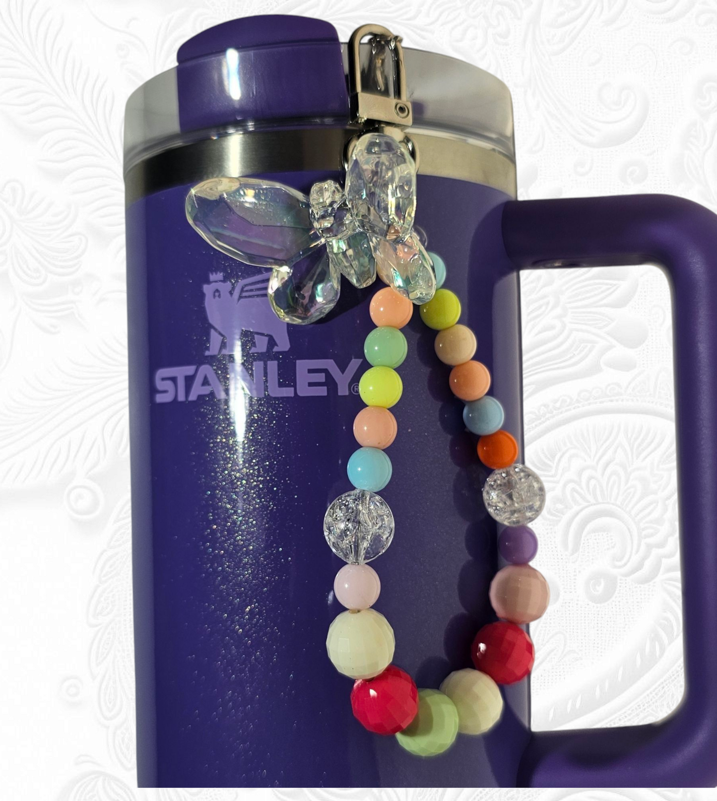 Deluxe Crystal Butterfly Beaded Tumbler Charm