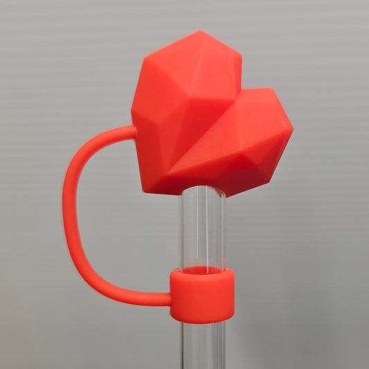 Ruby Red Diamond Heart Valentine's Day 3D Silicone Straw Topper  - Straw Cover  - Straw Cap. Fits 10mm and Stanley Straws. 