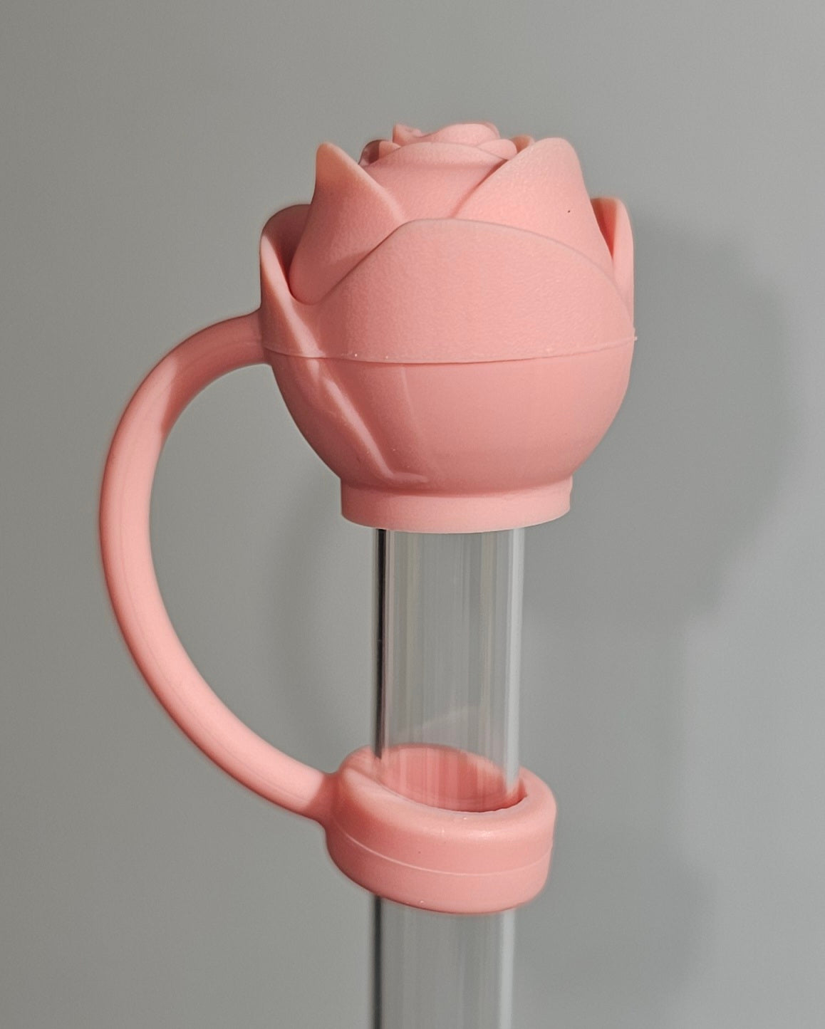 Shades of pink Rose Bouquet 3D Silicone Straw Toppers  - Straw Covers  - Set of 4