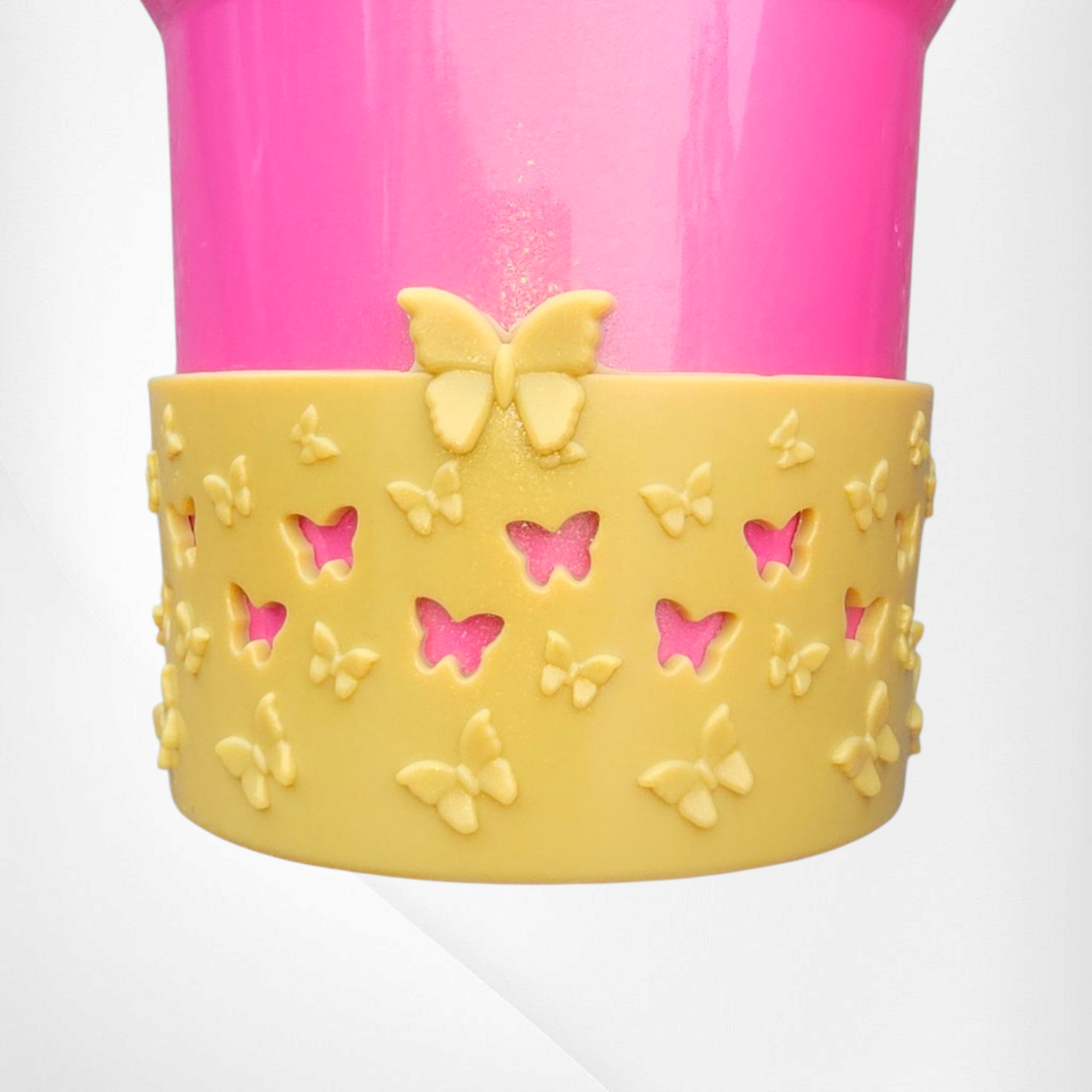 Gold Shimmer 3D Butterfly Silicone Tumbler Boot