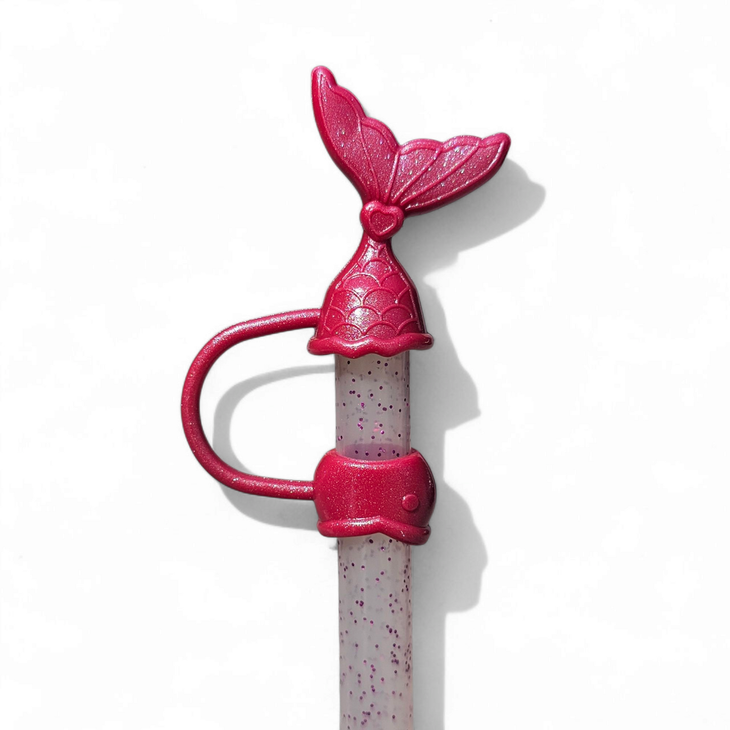 Maroon Shimmer Mermaid Tail Silicone Straw Topper 