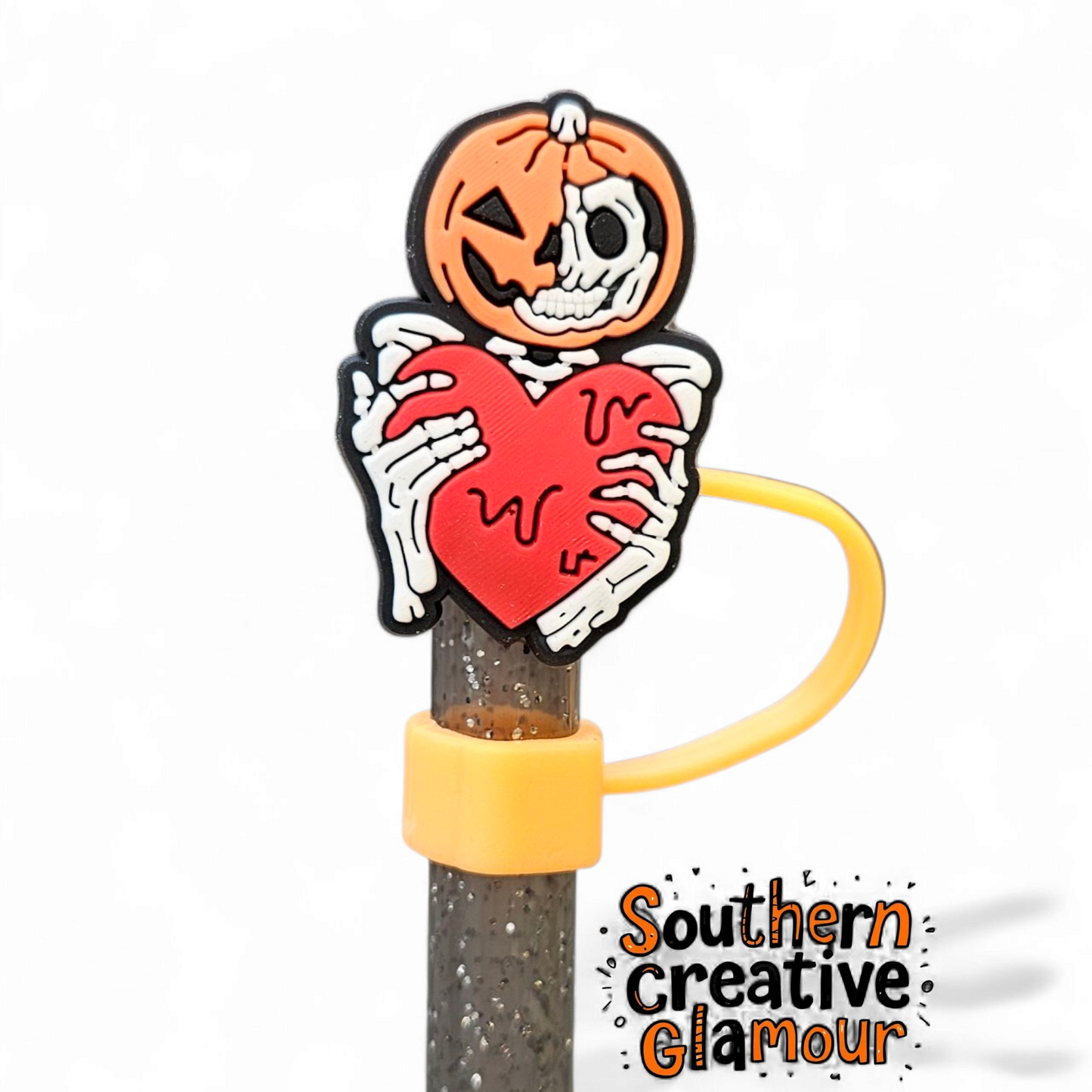 Jack-O-Skeleton Halloween Silicone 10mm Straw Topper by Southern Creative Glamour 