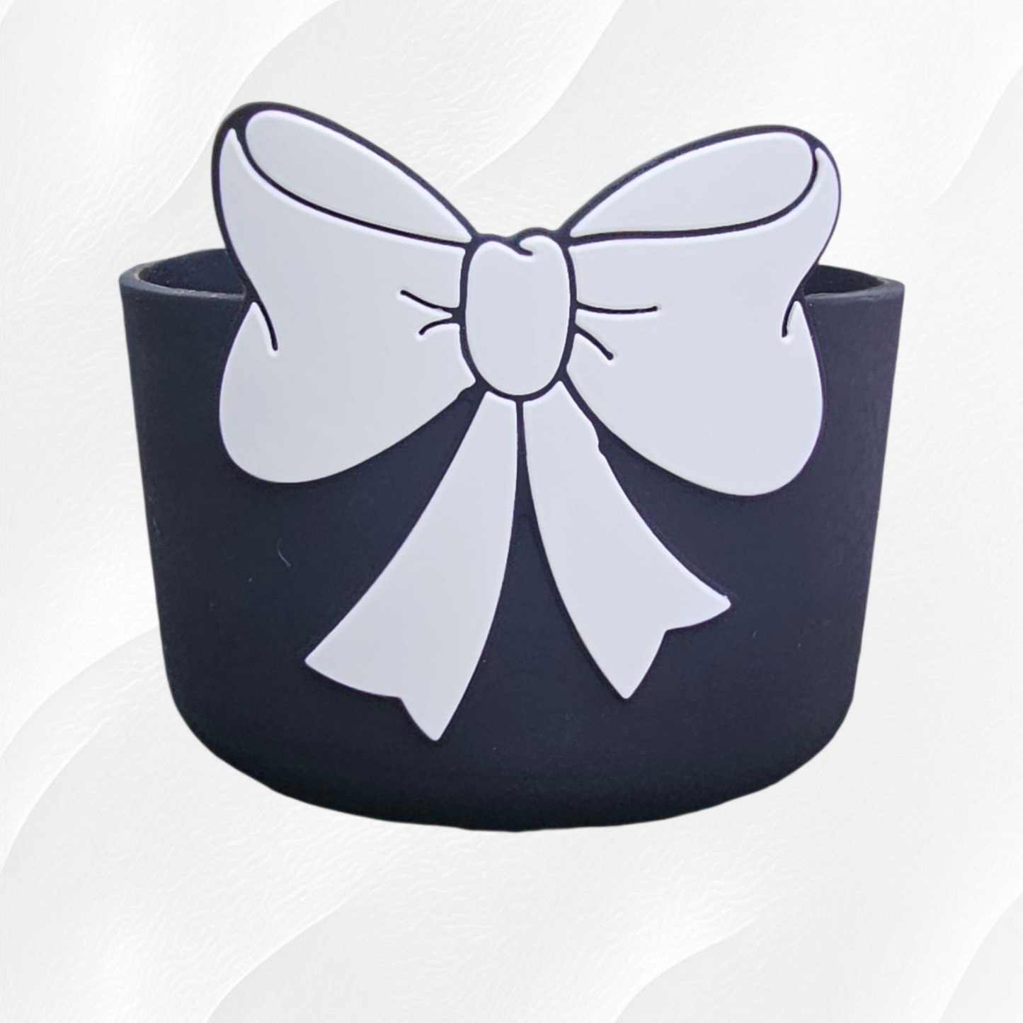 Black and White Princess Bow Silicone Tumbler Boot 