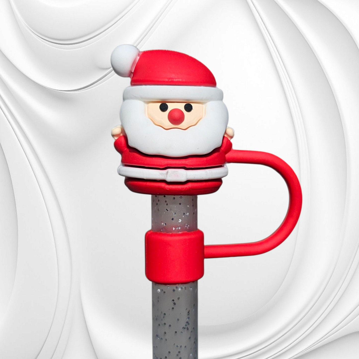 Chubby Santa Clause 3D Silicone Straw Topper 