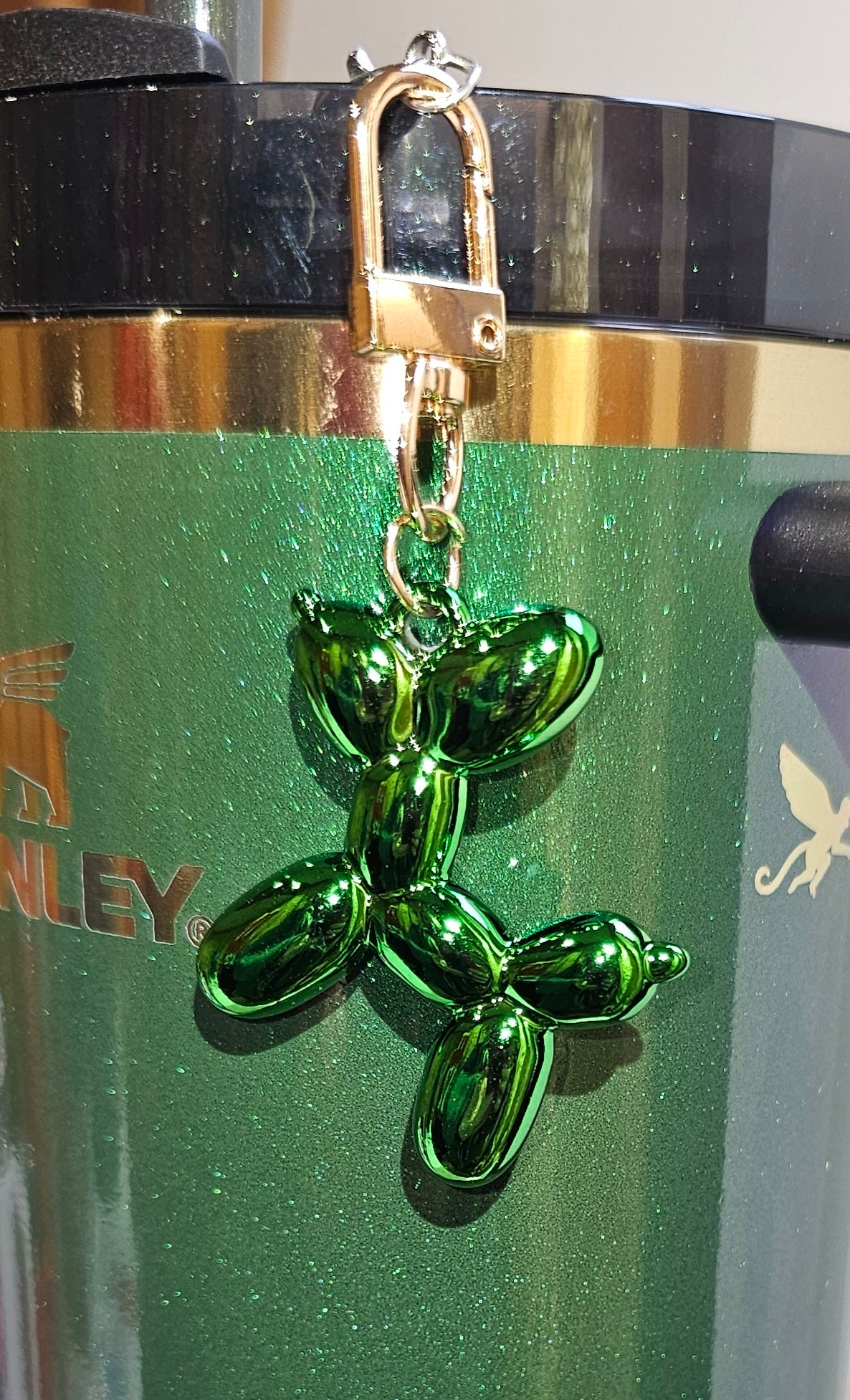 Balloon Dog Charm Pendant  - Green Gold