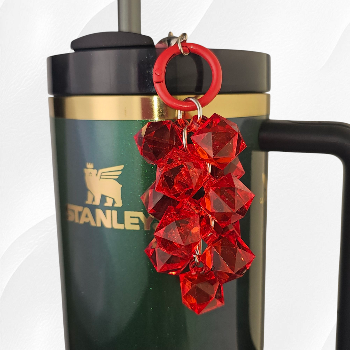 Crystal Beaded Tumbler Charm - Red