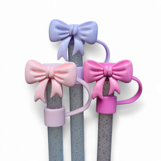 Coquette Ribbon Bow 10mm Silicone Straw Toppers