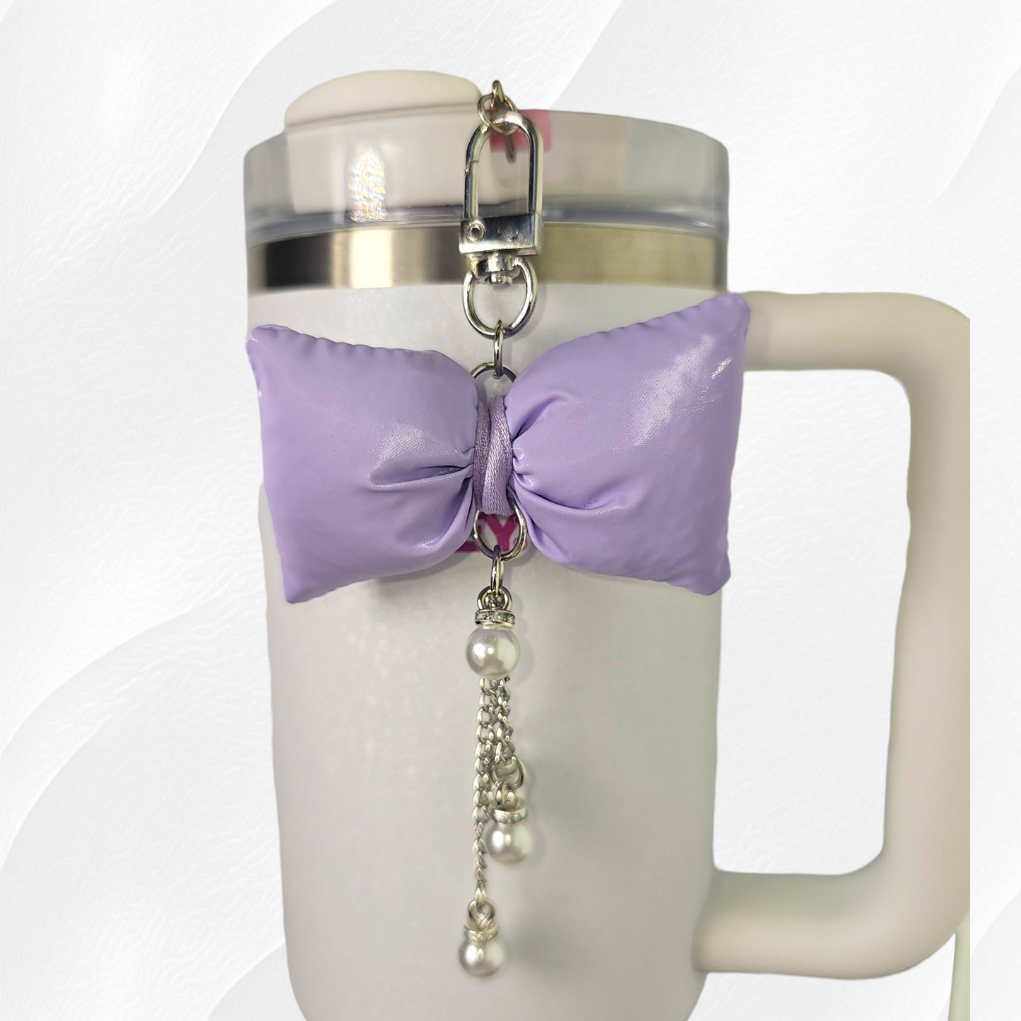 Purple Princess Bow & Pearl Dangle Charm. 