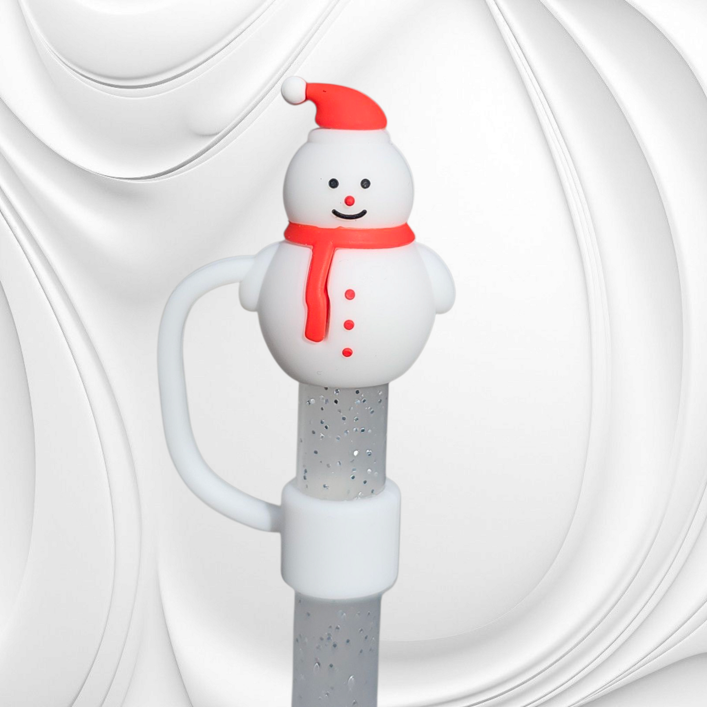 Snowman 3D Silicone Straw Topper 