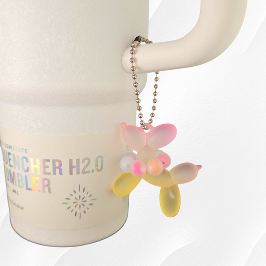 Pink and yellow Balloon Dog Charm 