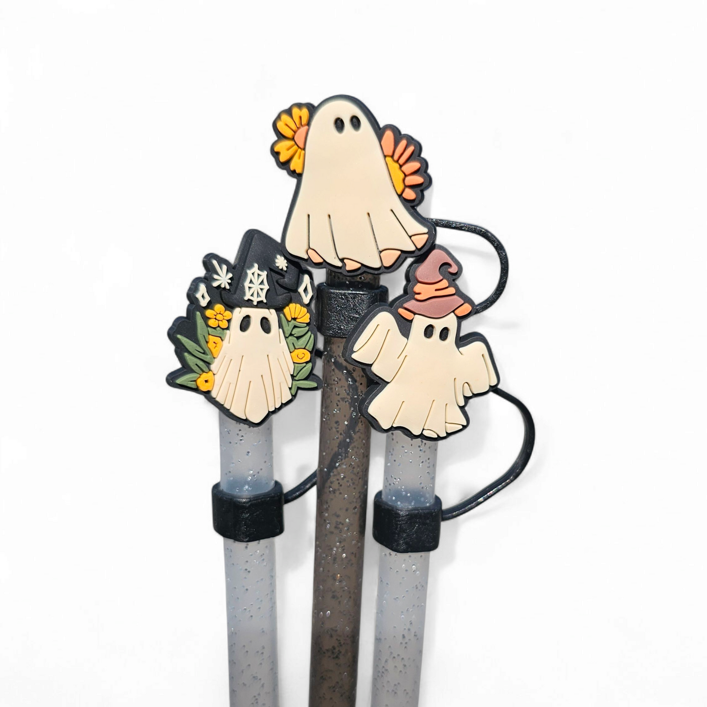 Neutral Halloween Silicone 10mm Straw Toppers