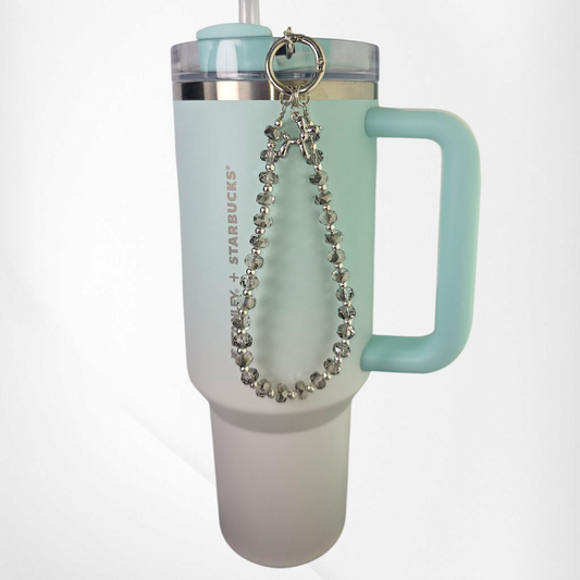 Crystal Beaded Balloon Dog Tumbler Charm Bracelet  - Silver