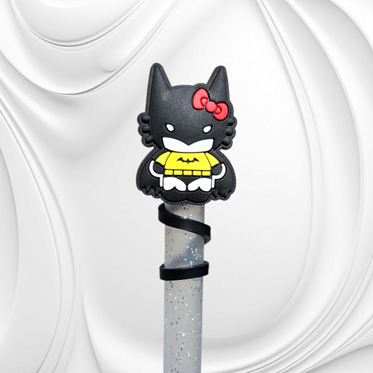 Bat Girl Hello Kitty inspired Halloween Silicone Straw Topper. 
