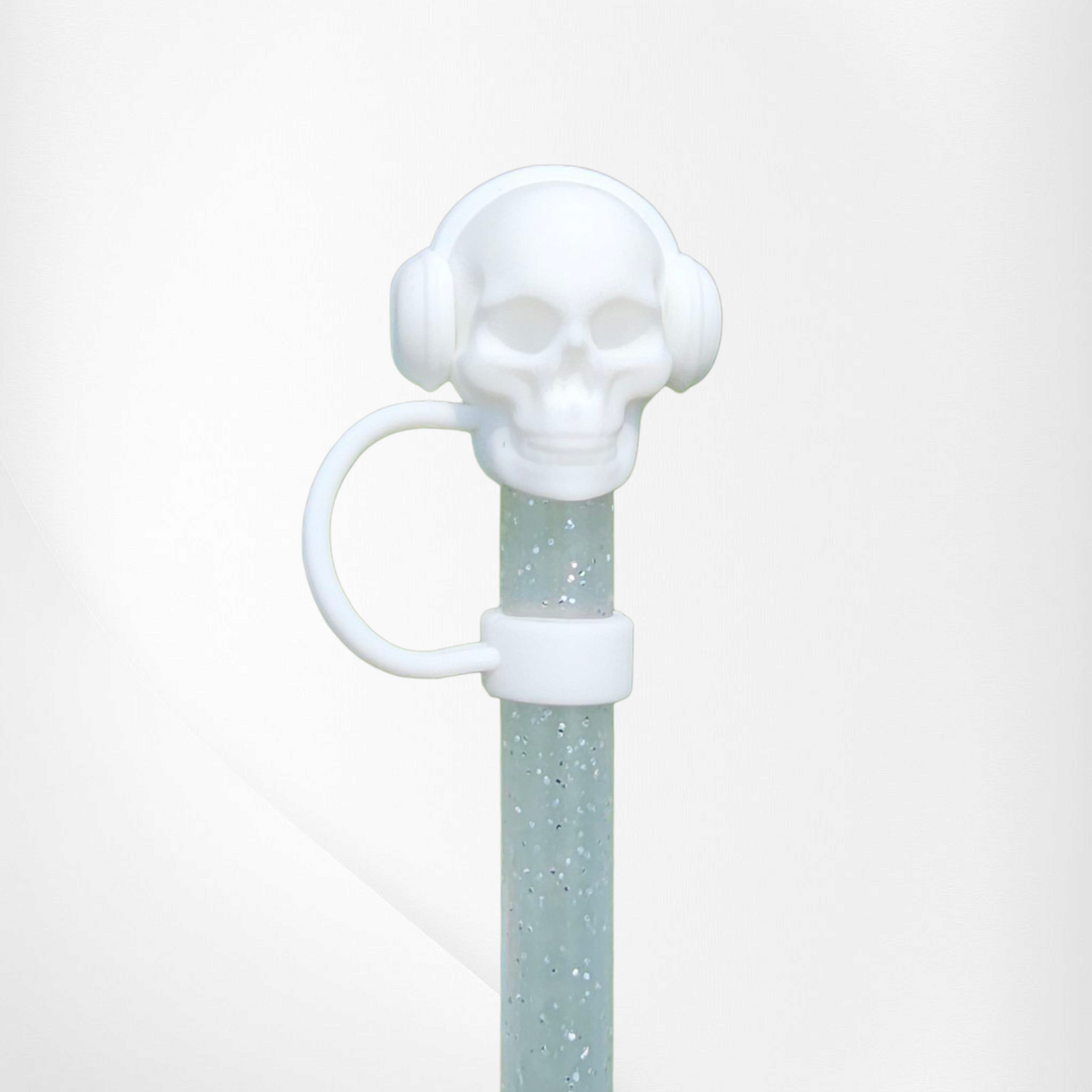 Cool Halloween Skull 3D Silicone Straw Toppers
