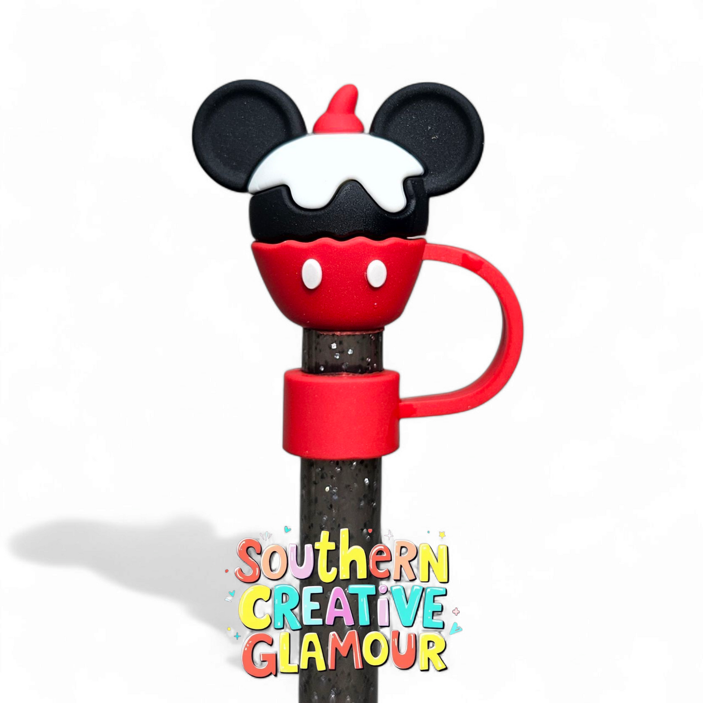 3D Happy Birthday Mickey Mouse Cupcake 10mm Straw Topper 