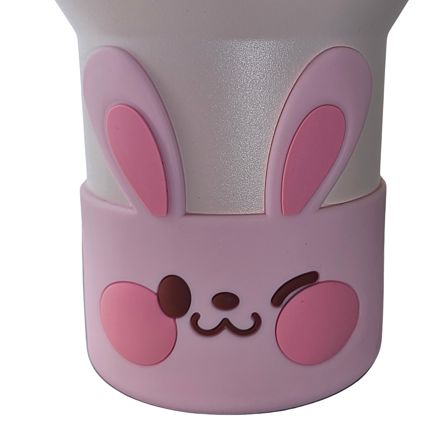 Pink Easter Bunny Silicone Tumbler Boot. 