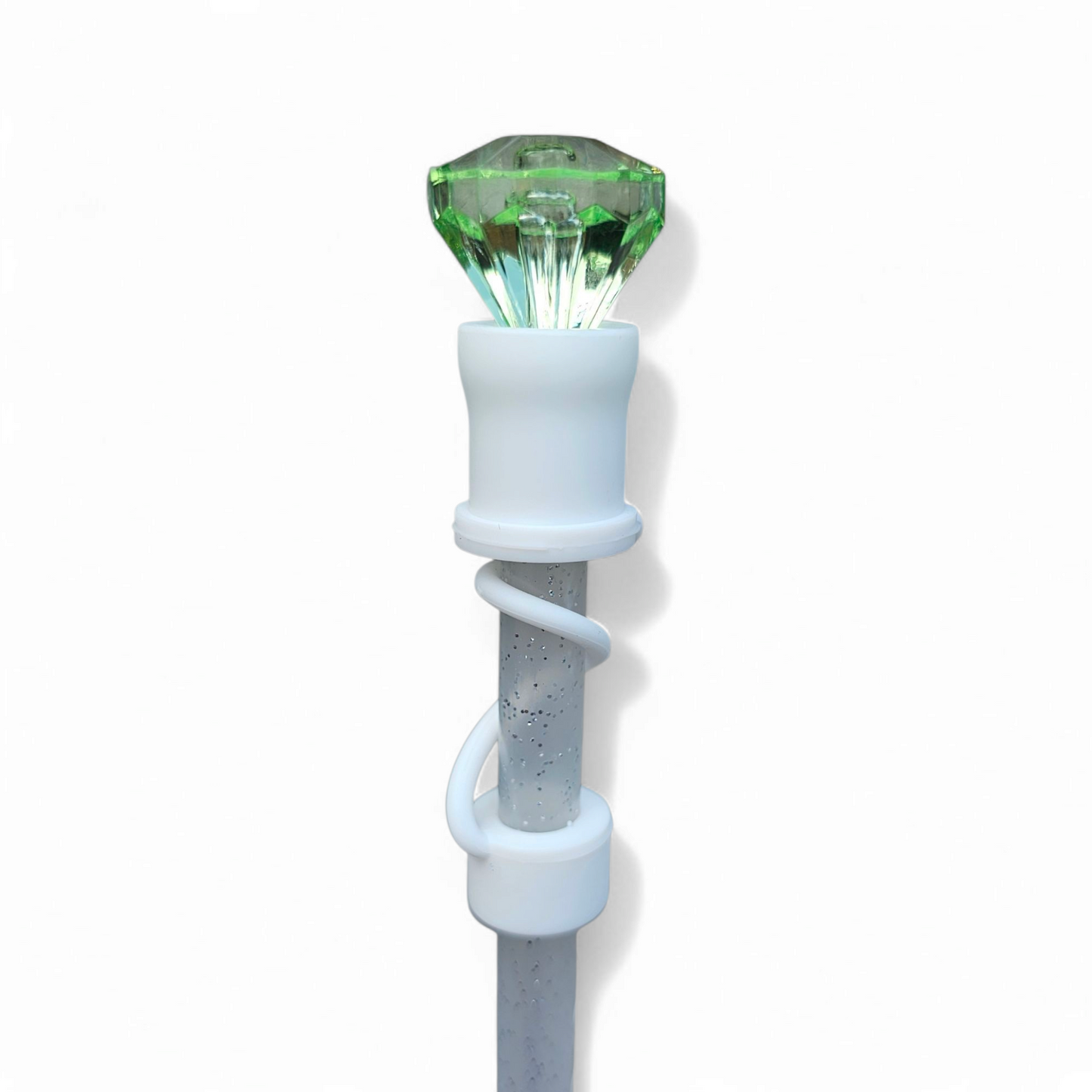 Green Diamond  | White Silicone 3D Straw Topper