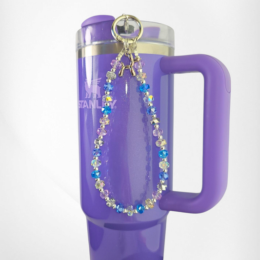 Blue, Purple, and Silver Crystal Beaded Balloon Dog Tumbler Charm