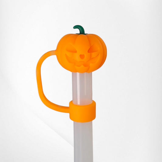 Halloween Jack-o-Lantern 3D Silicone Straw Topper