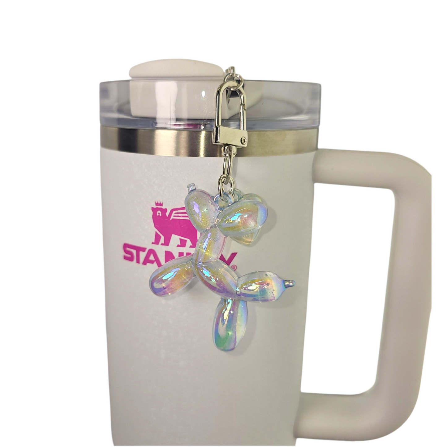 Iridescent Pearlescent blue balloon Dog charm. 