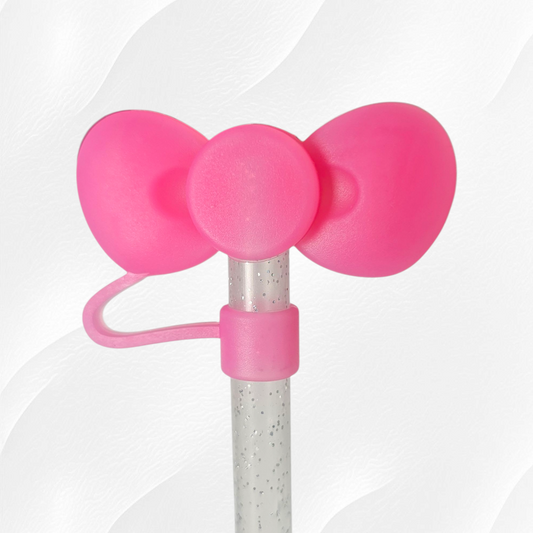 Barbie Pink Bow Tie 3D Silicone Straw Topper 