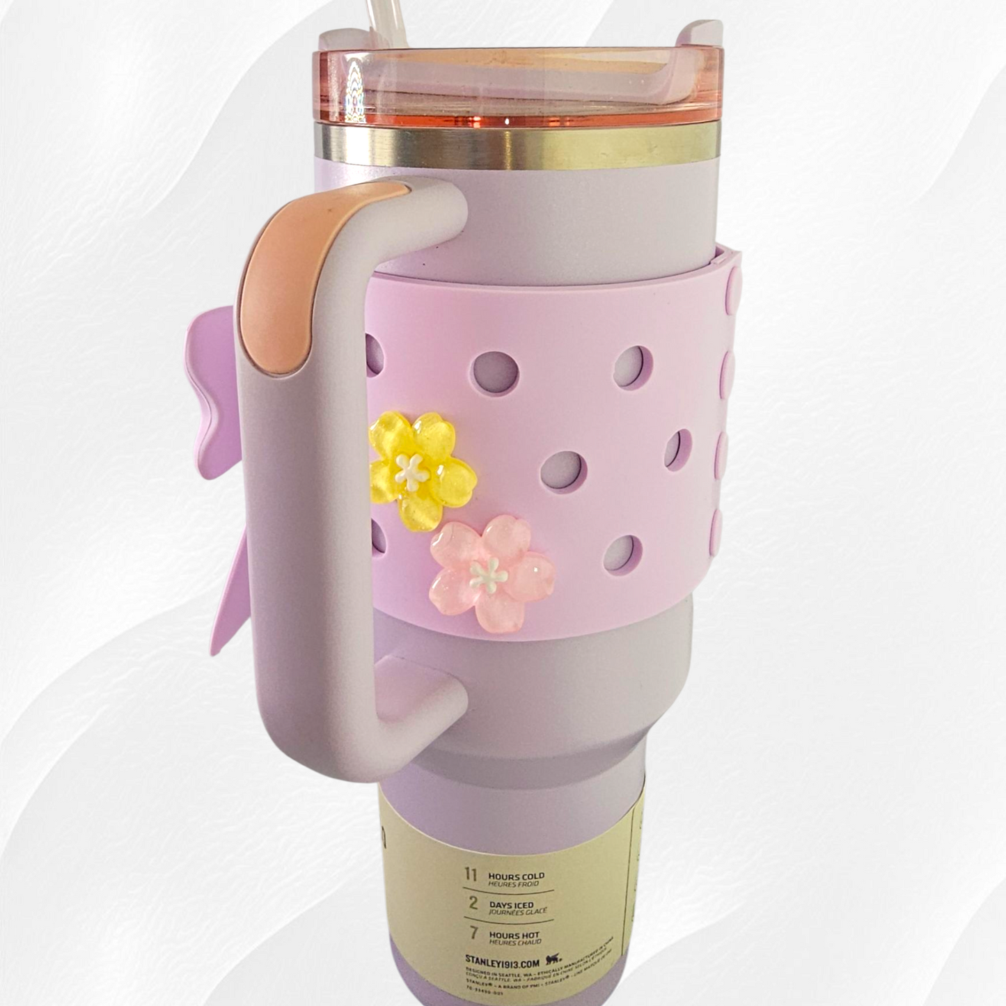 Purple Jumbo Princess Bow Cup Silicone Sleeve. 