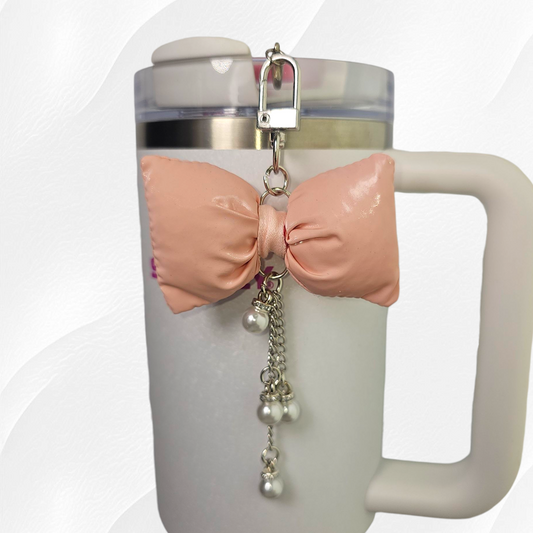 Pink Princess Bow & Pearl Dangle Charm. 