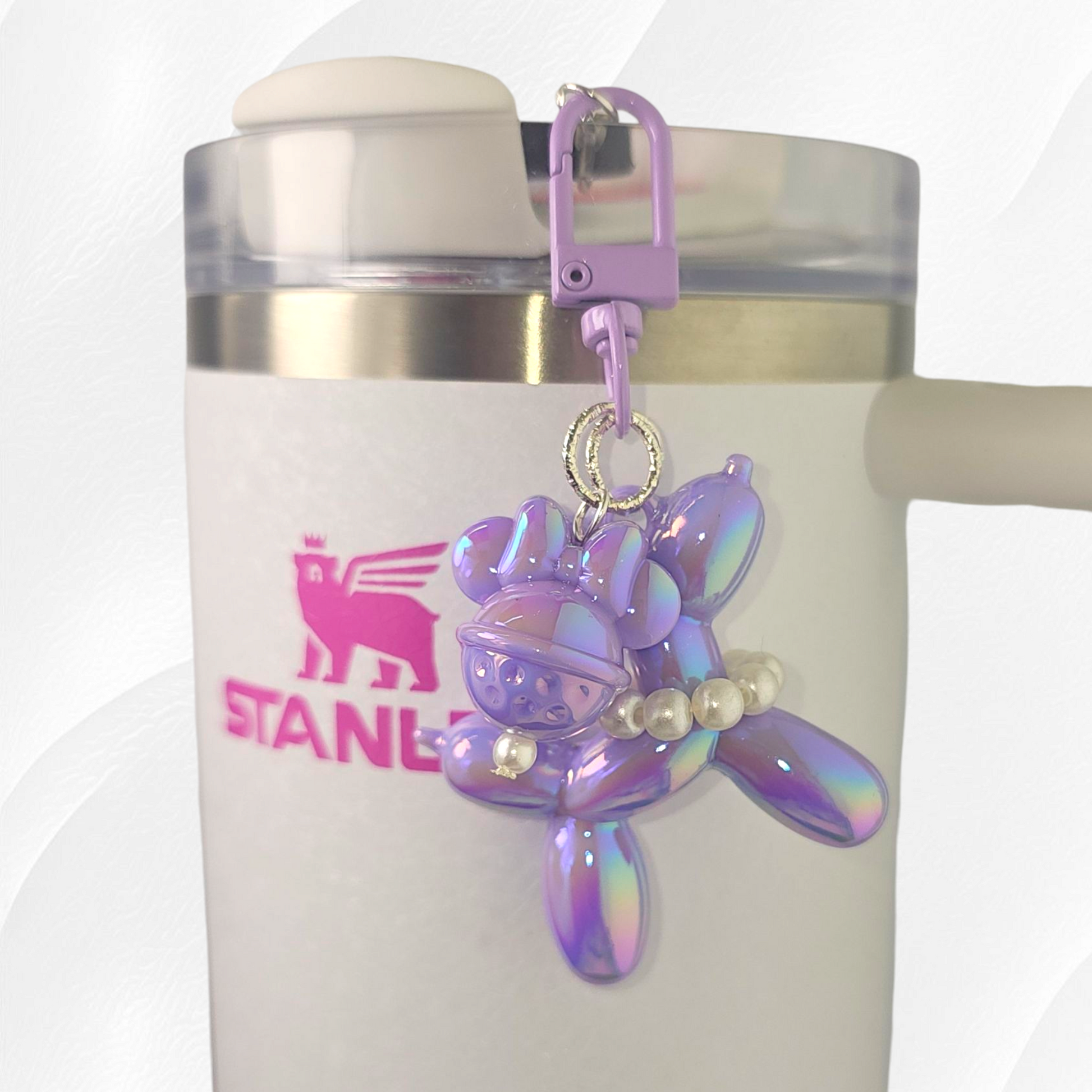 Purple Balloon Dog and bow tumbler charm. 