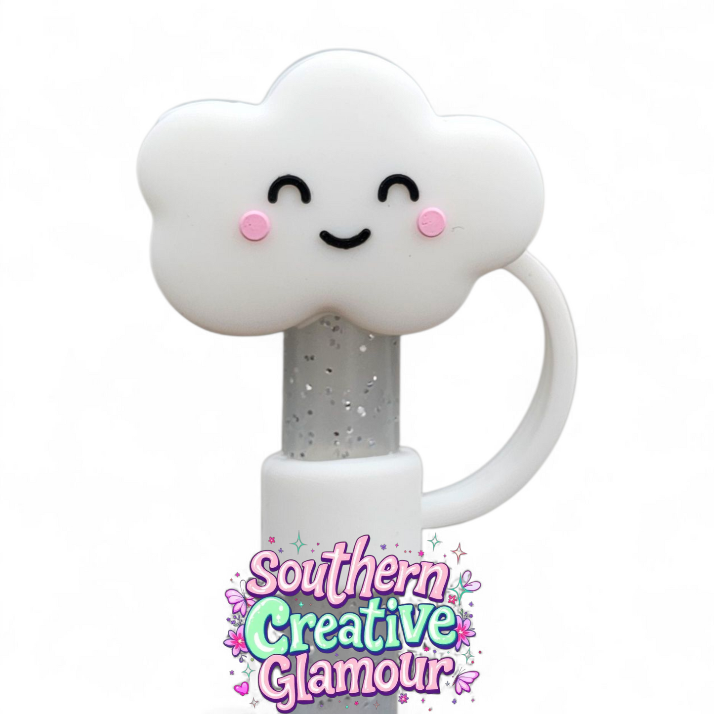 Happy Cloud 3D Silicone 10mm Straw Toppers