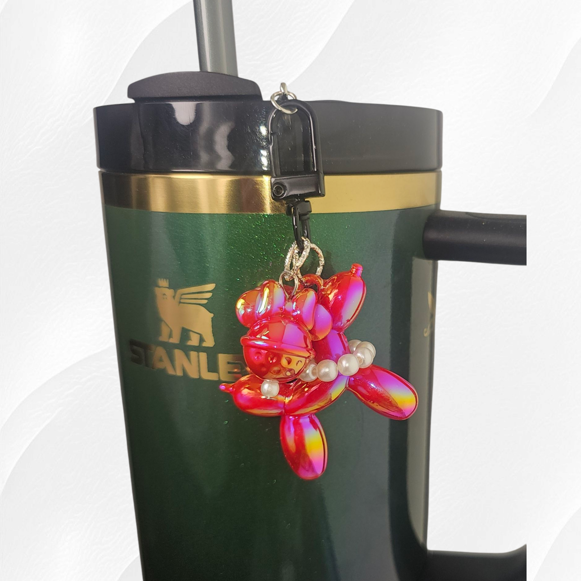 Red Balloon Dog and bow tumbler charm. 