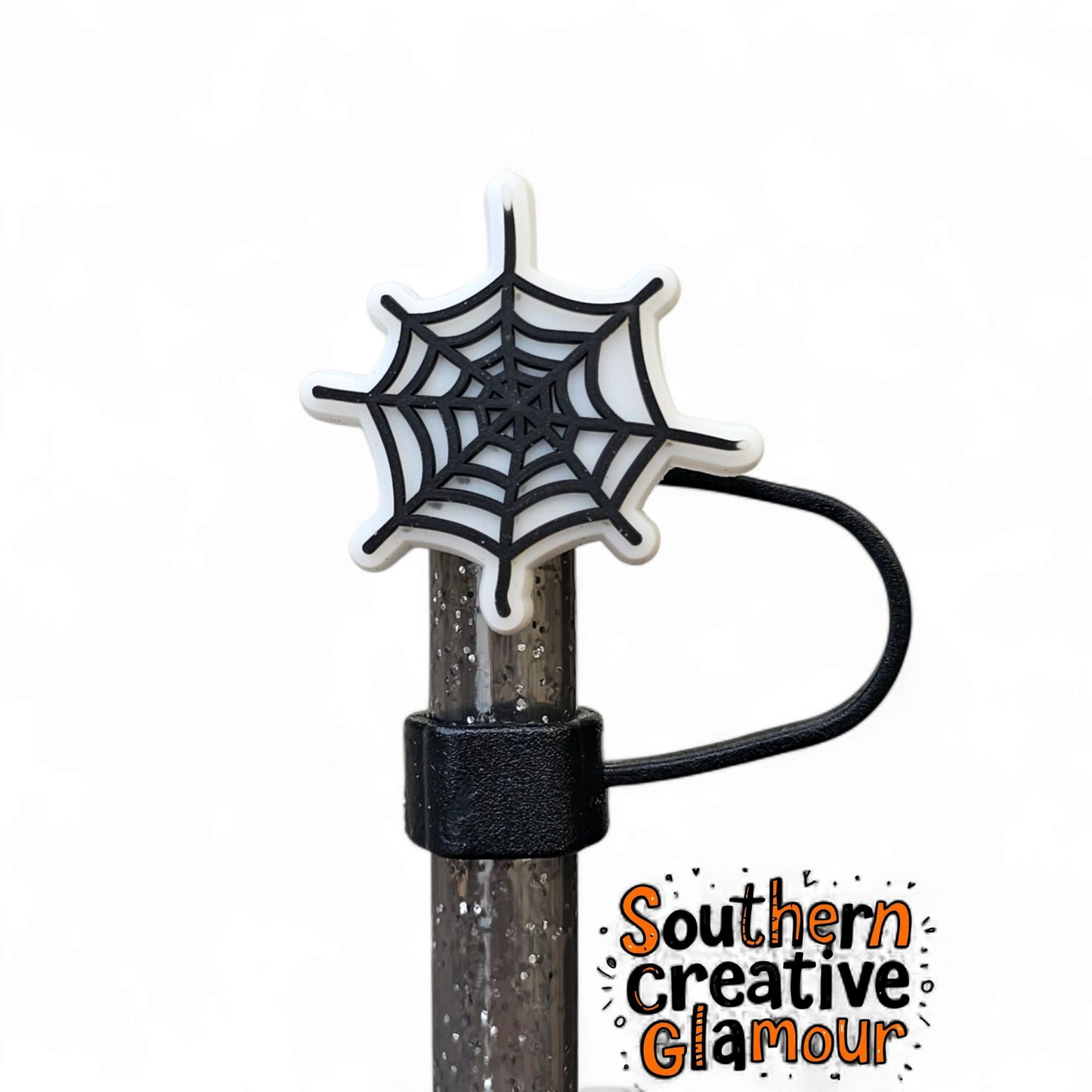 Spider Web Halloween Silicone 10mm Straw Topper by Southern Creative Glamour 