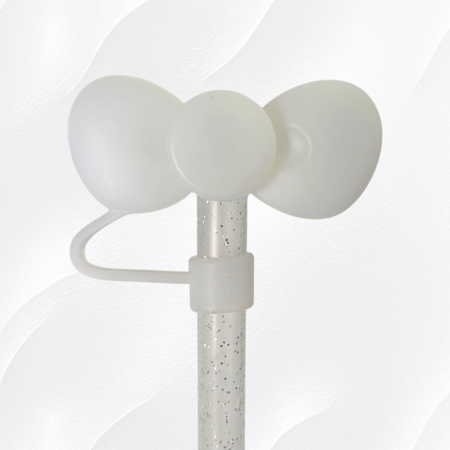 White  / Semi-transparent Bow Tie 3D Silicone Straw Topper
