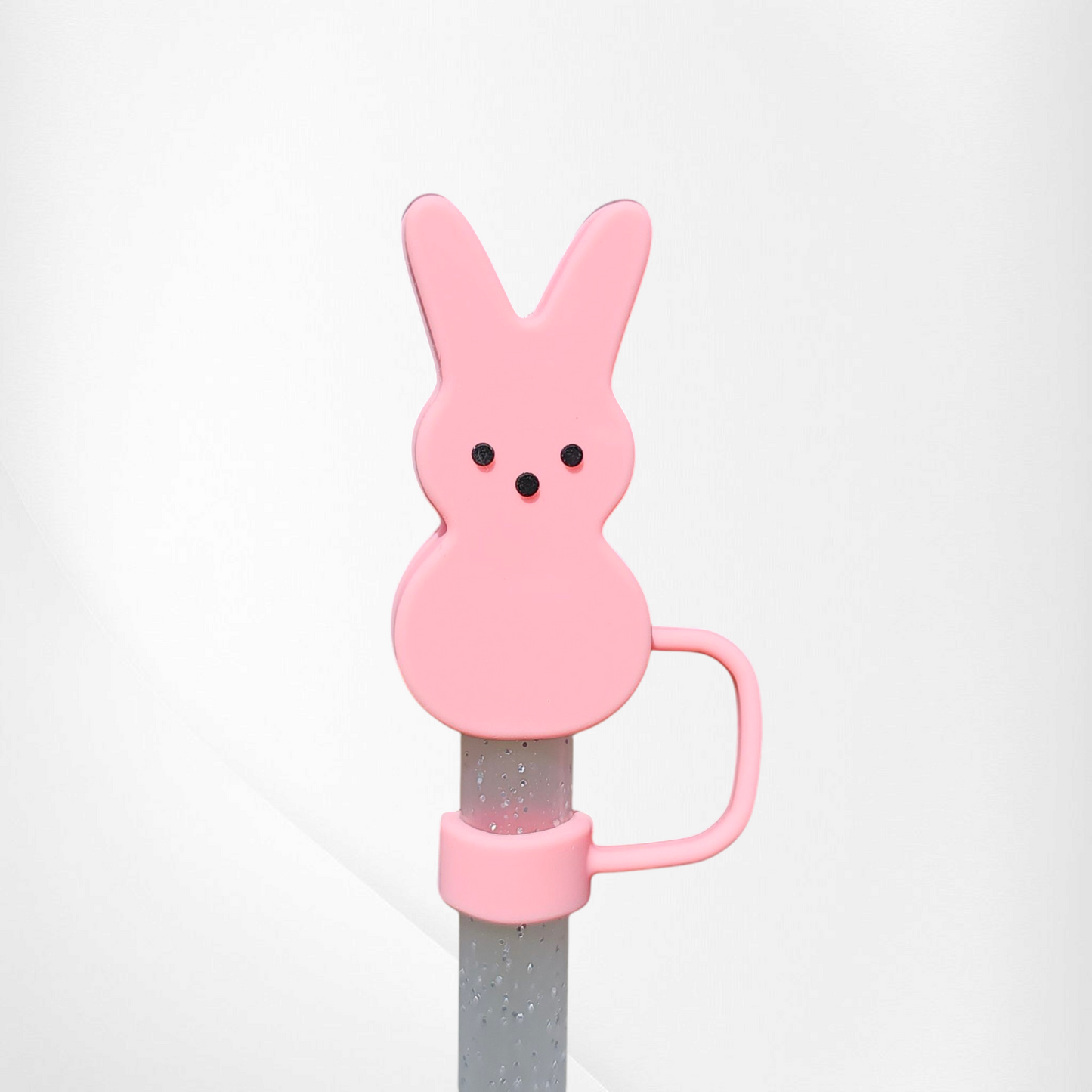 Easter Peep Bunny 3D Silicone Straw Topper  - Straw Cover  - Straw Cap - Pink