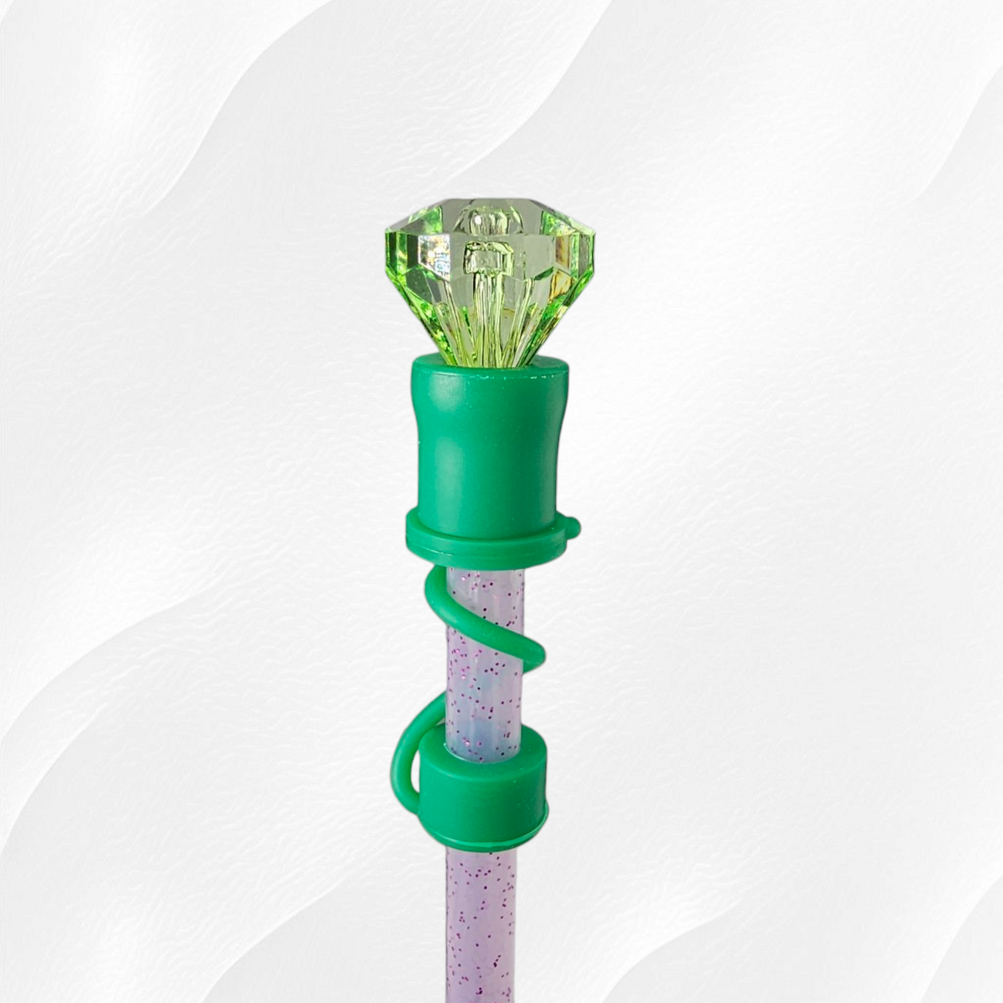 Wicked Green Diamond 3D Silicone Straw Topper. 