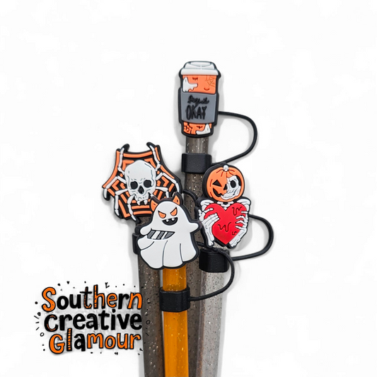 Halloween Silicone 10mm Straw Toppers by Southern Creative Glamour 