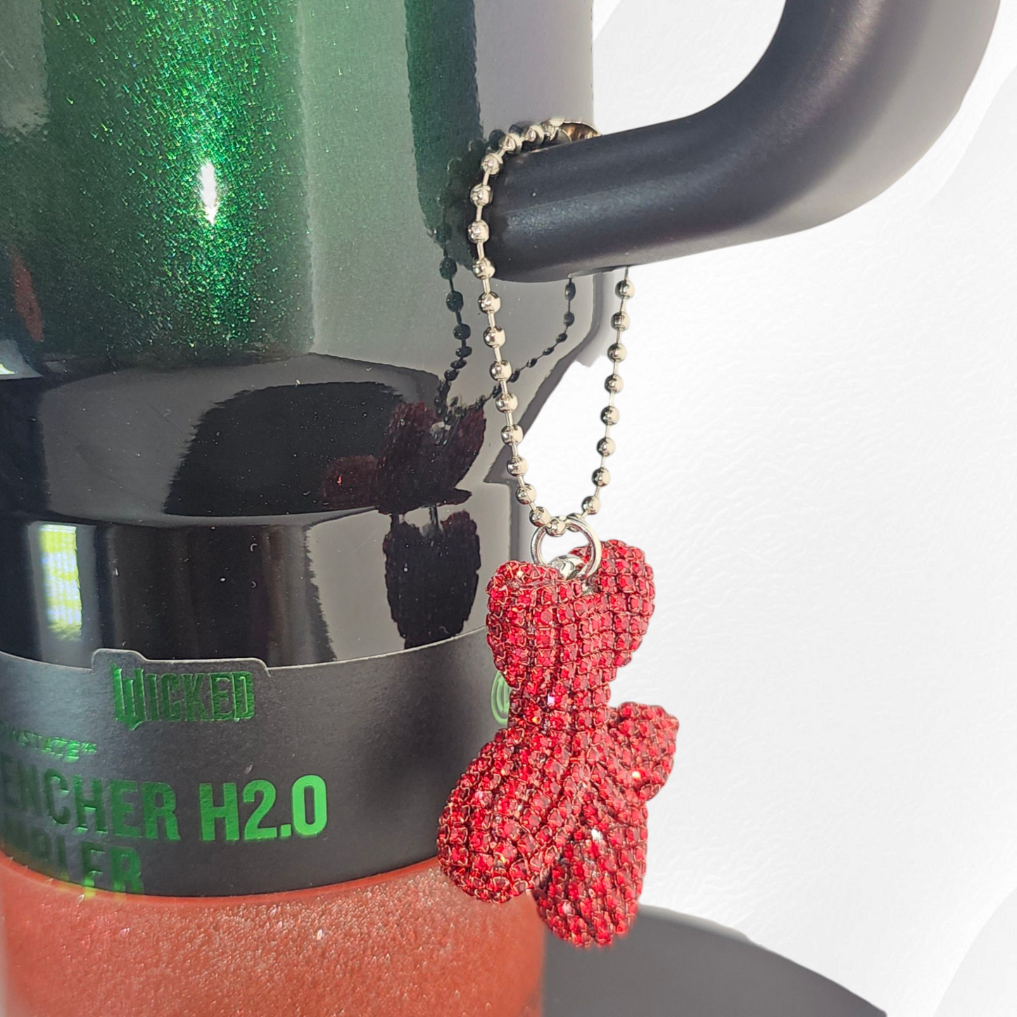 Rhinestone Glitter red balloon dog tumbler charm. 