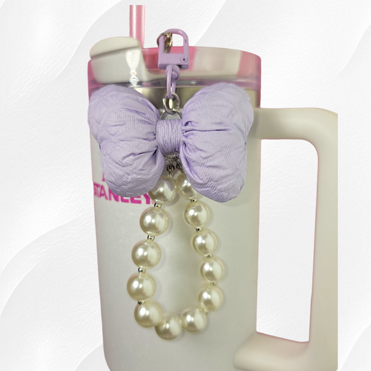 Purple Bow and Pearl Charm 