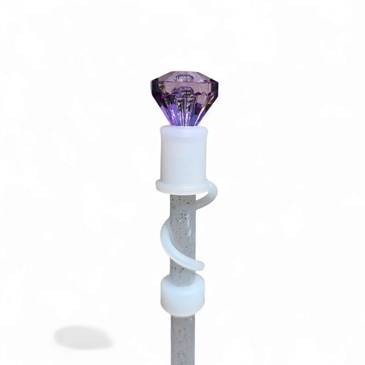Purple Straw Topper with Semi-transparent Silicone Straw Topper Base. 