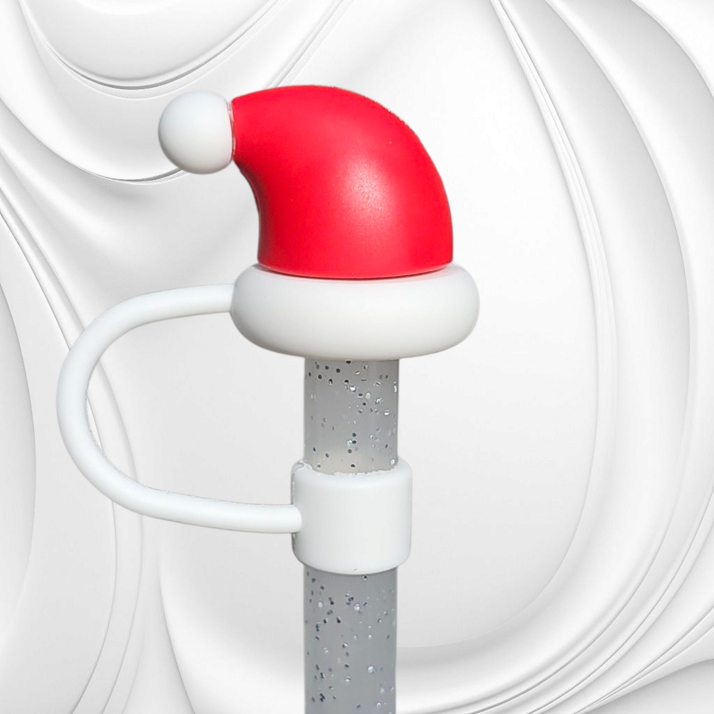 Santa Clause Hat 3D Silicone Straw Topper 