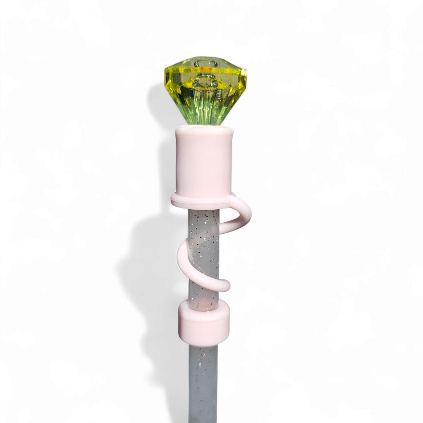 Diamond 3D Silicone 10mm Straw Topper - Yellow
