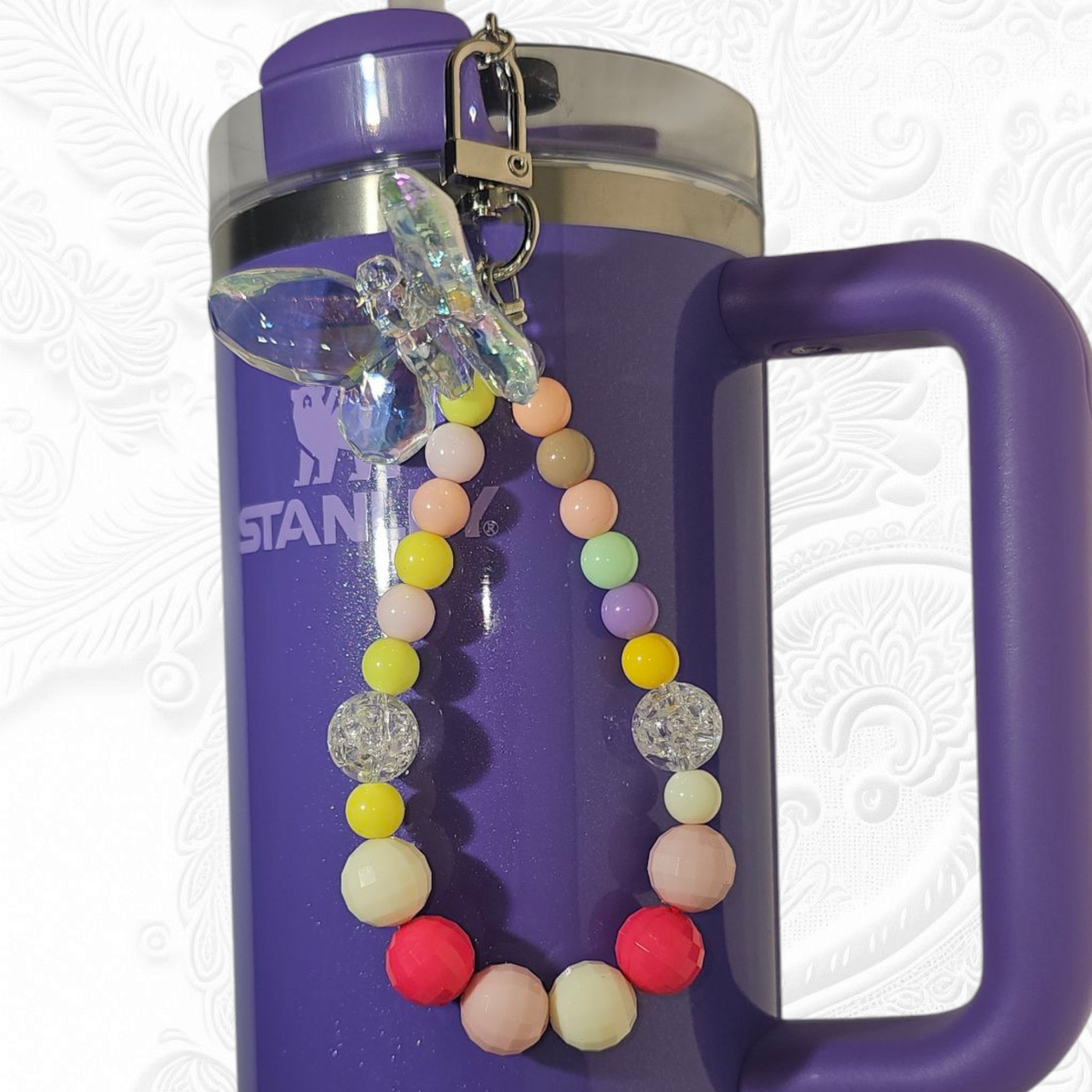 Deluxe Crystal Butterfly Beaded Tumbler Charm