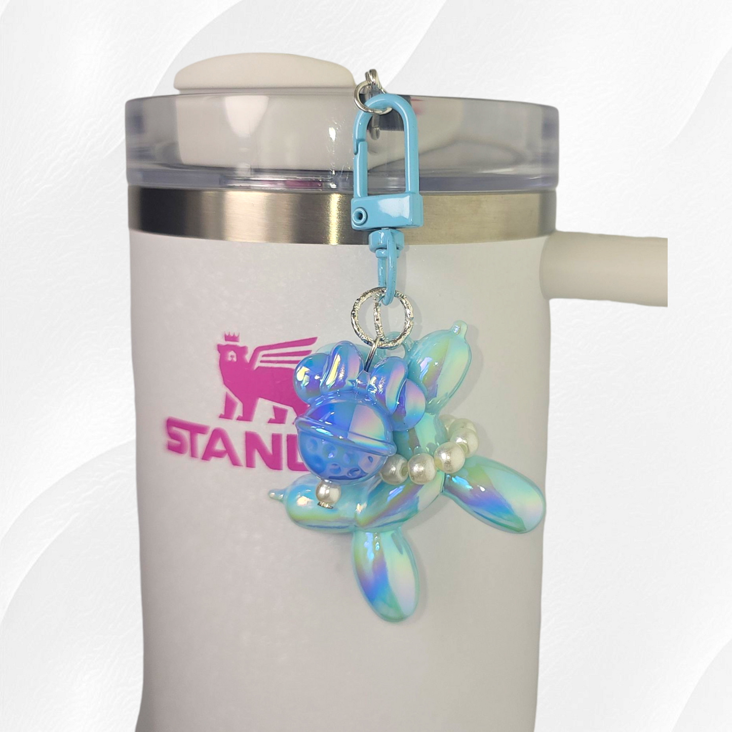 Blue Balloon Dog and bow tumbler charm. 