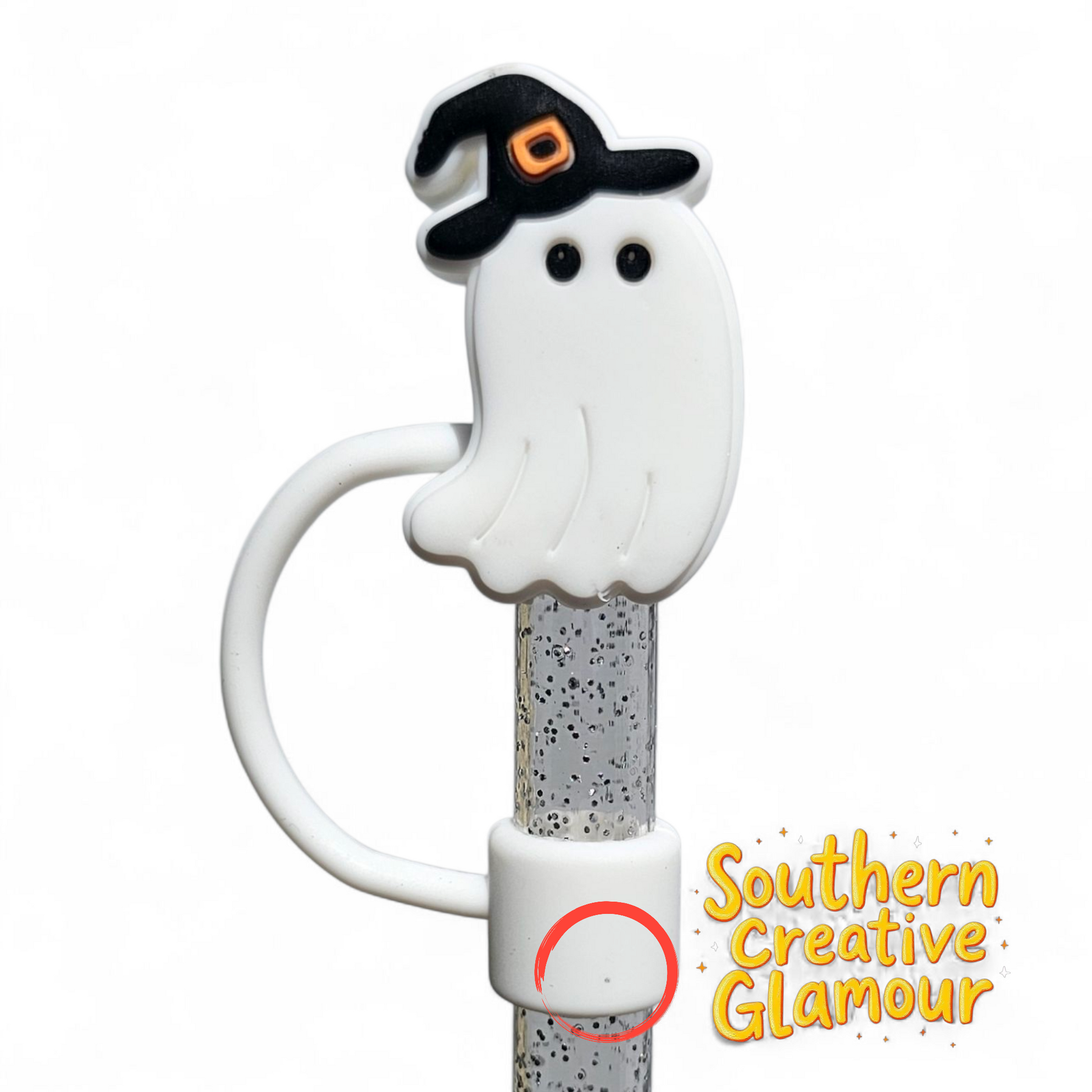 Witchy Ghost 10mm Silicone Straw Topper by Southern Creative Glamour 