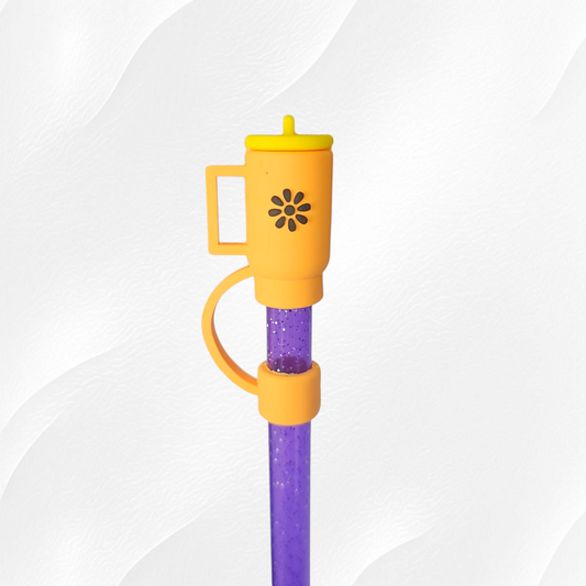 Orange Tumbler 3D Silicone Straw Topper 