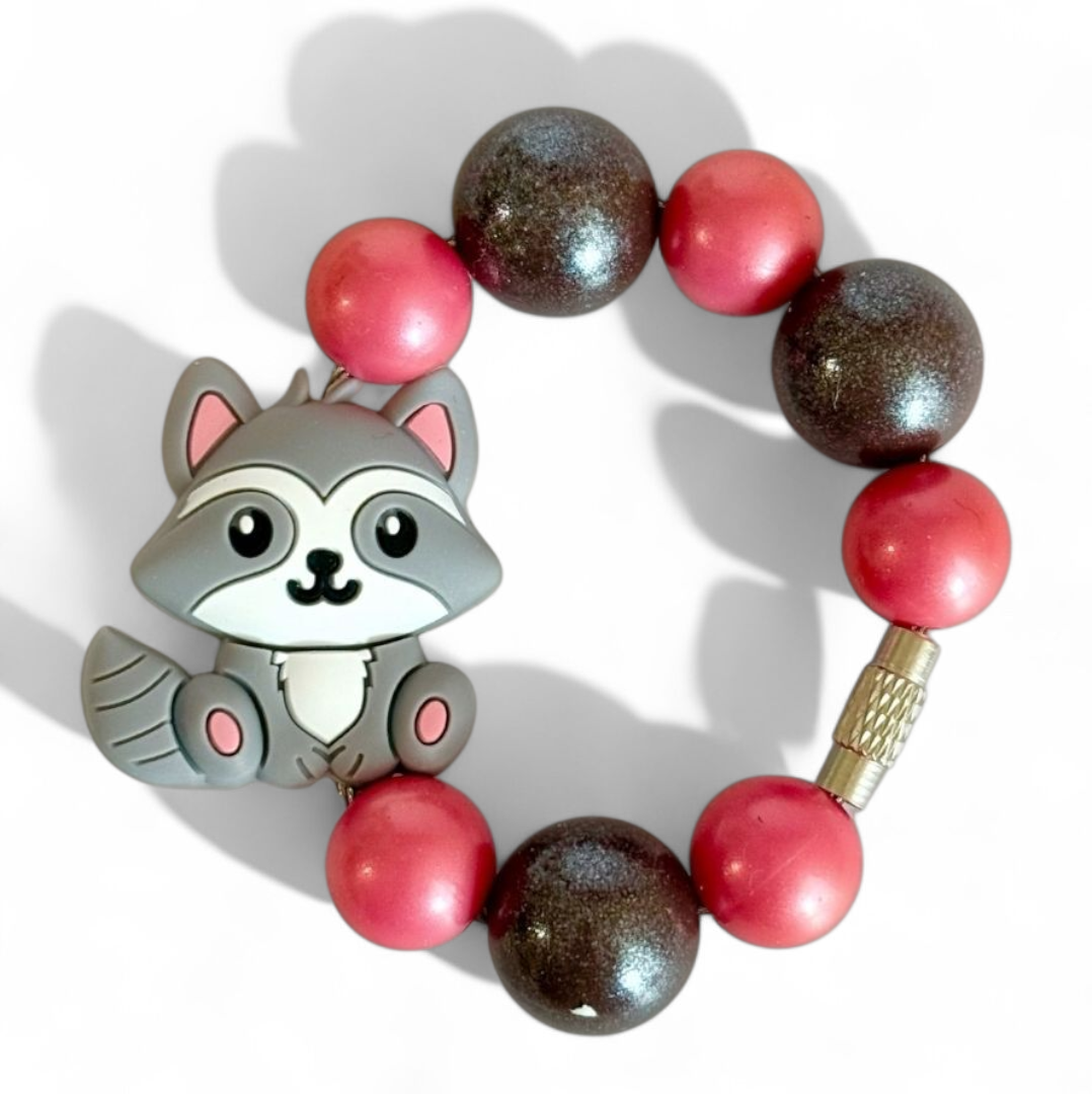 Red Cutie Raccoon Bracelet - Tumbler Handle Charm