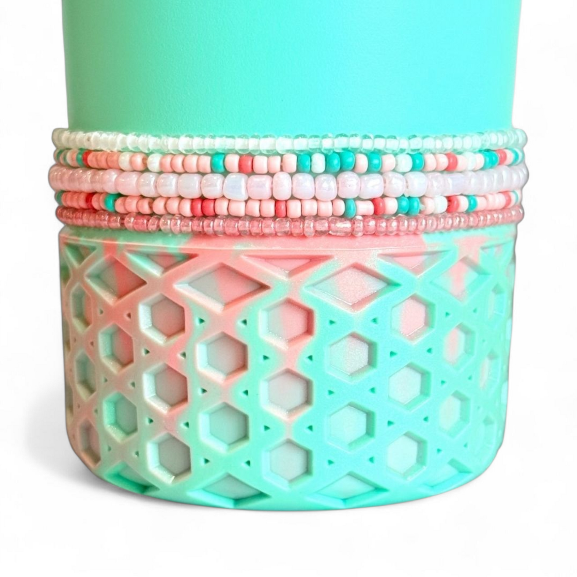 Pink Coral Coast Tumbler Bracelet Stack