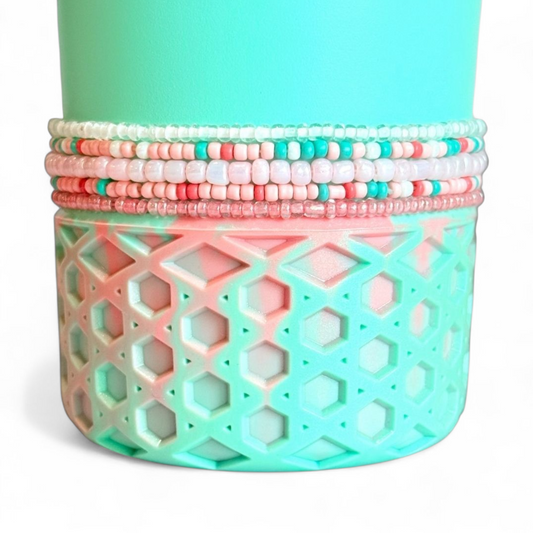 Pink Coral Coast Tumbler Bracelet Stack