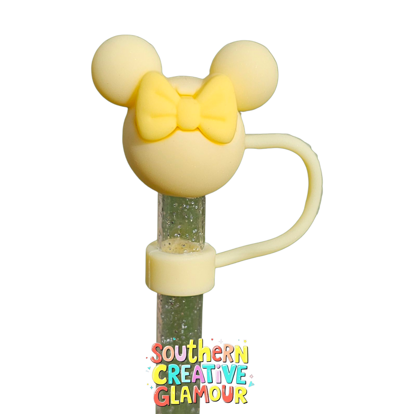 Yellow Minnie Mouse 3D Silicone 10mm Straw Topper by Southern Creative Glamour 