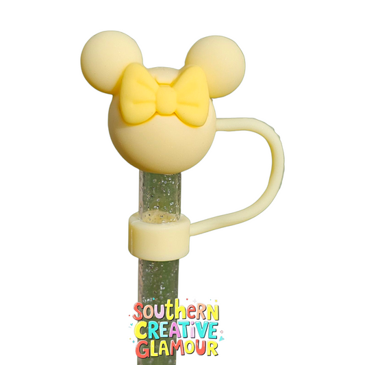 Yellow Minnie Mouse 3D Silicone 10mm Straw Topper by Southern Creative Glamour 